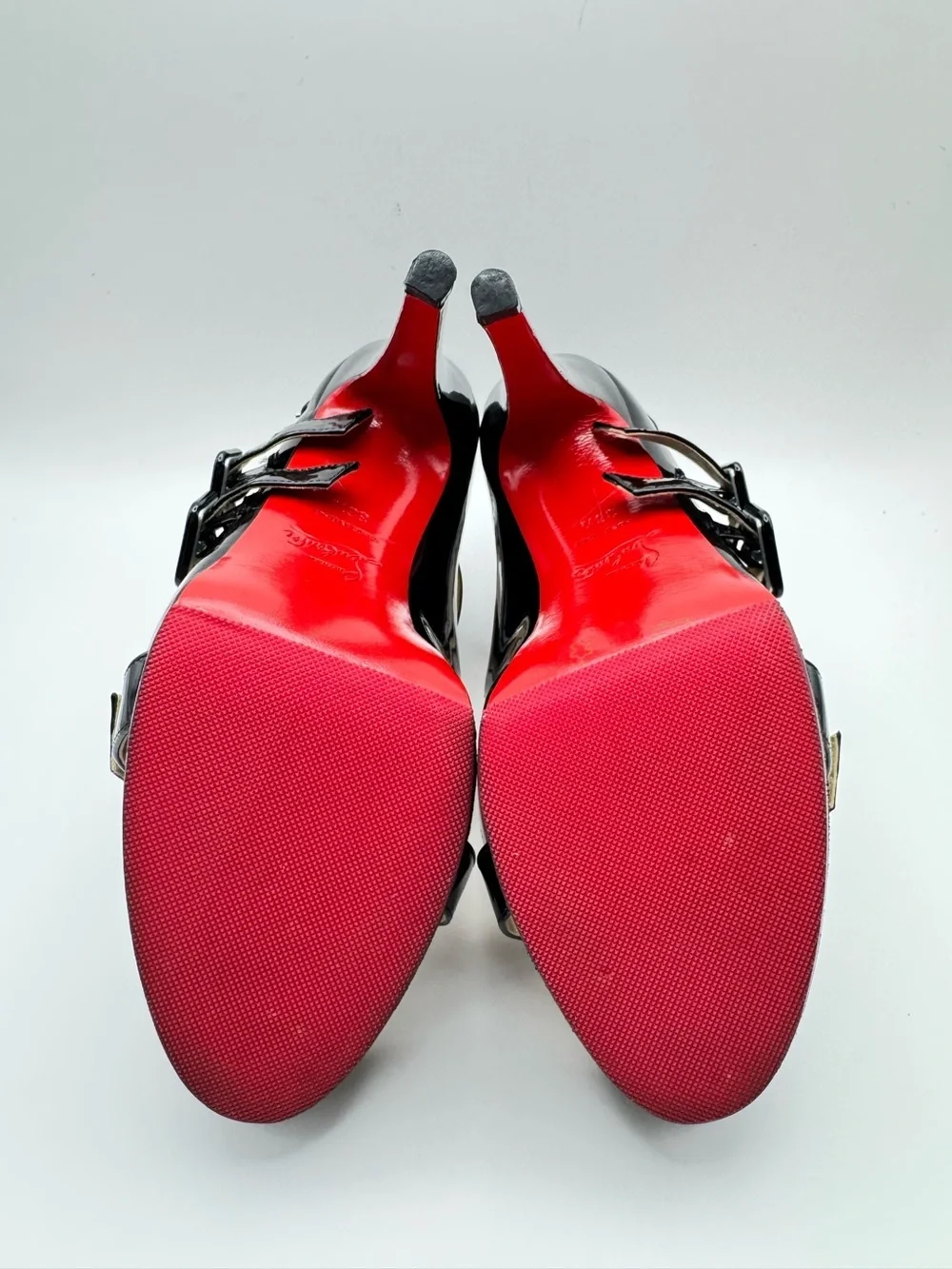 Christian Louboutin Differa 140 Black Patent Leather Multi Buckle Platform 36.5